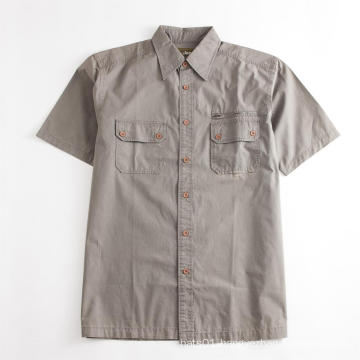 Khaki Short Sleeve Men's Regular Tooling Pocket Shirt